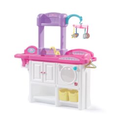 Step2 Love & Care Deluxe Baby Doll Nursery Playset for Kids, Compact Changing Station & Crib, Made of Durable Plastic, Pink