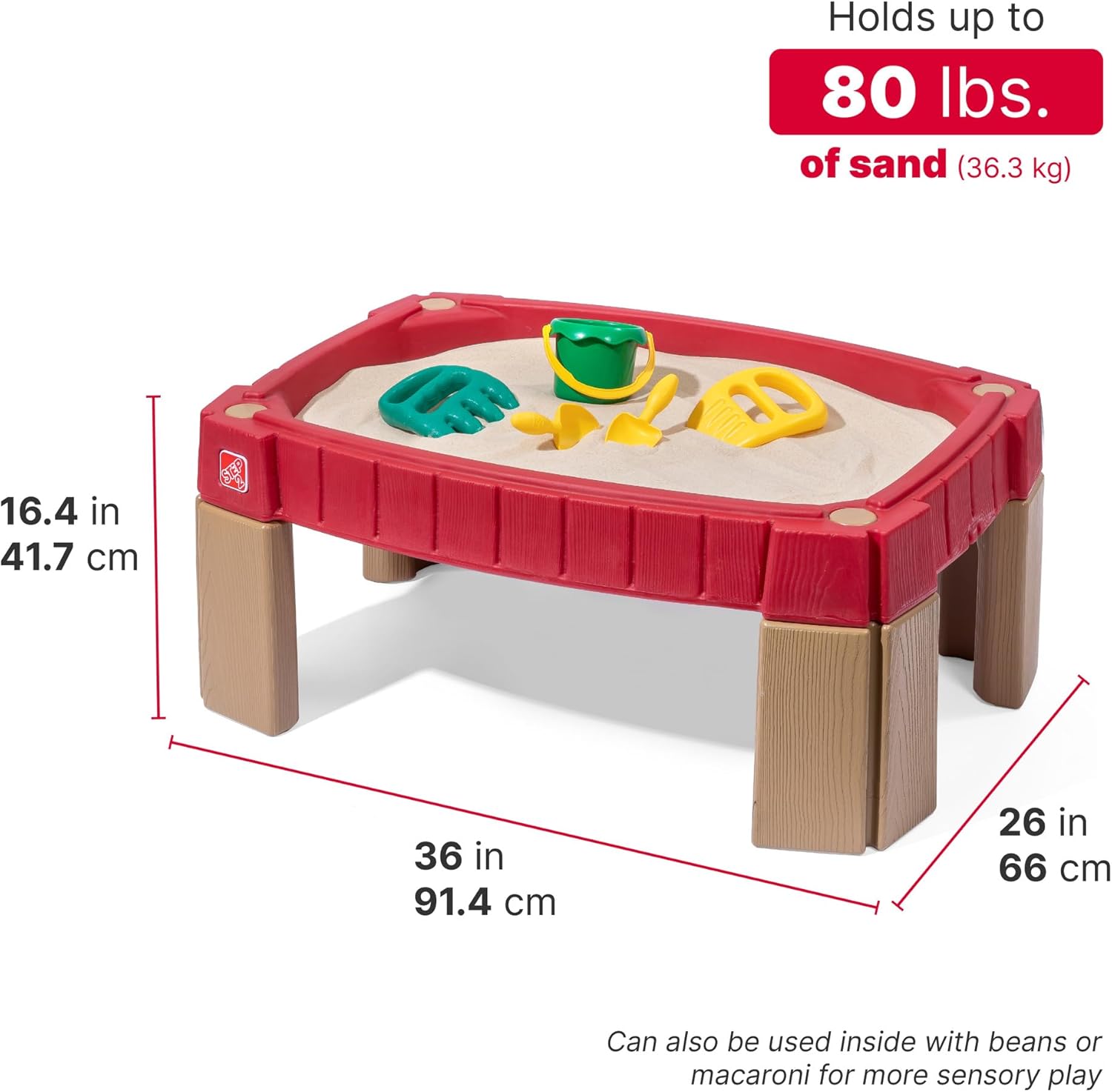 Step2 Naturally Playful Sand Table, Kids Sand Activity Sensory Table, 5 Piece Accessory Kit, Toddler Summer Outdoor Toys, 2+ Years Old Step2 Naturally Playful Sand Table, Kids Sand Activity Sensory Table, 5 Piece Accessory Kit, Toddler Summer Outdoor Toys, 2+ Years Old - Image 2