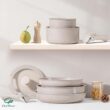 Chef Power Ceramic Nonstick Pots and Pans Set 19 Piece with Detachable Handle, Mocca Taupe