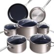 Nuwave Healthy Duralon Blue Ceramic Nonstick Cookware Set, Diamond Infused Scratch-Resistant, PFAS Free, Dishwasher & Oven Safe