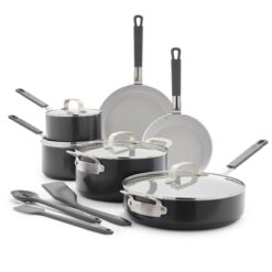 GreenPan x Bobby Flay 13 Piece Cookware Pots and Pans Set, Professional Grade Aluminum, PFAS-Free Ceramic Nonstick, Graphite