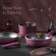 CAROTE 19pcs Pots and Pans Set, Nonstick Cookware Set Detachable Handle, Gold and Purple