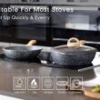 JEETEE Pots and Pans Set Nonstick 20PCS, Granite Coating Induction Compatible with Frying Saucepan (Grey, Cookware Set)