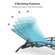 Purple Leaf Patio Chaise Lounge Set of 3 Outdoor Lounge Chair Beach Pool Sunbathing Lawn Lounger Recliner Chiar, Turquoise Blue