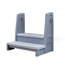 Step2 Hot Tub Storage Steps with Handrails, 2-Step Stool, Waterproof Stairs for Outdoor/Indoor Pool or Jacuzzi, Made of Durable Plastic, Gray