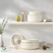 Chef Power Ceramic Cookware Set Non Toxic with Detachable Handles, Healthy Nonstick Pans and Pots Set 19 Pcs, Cream White