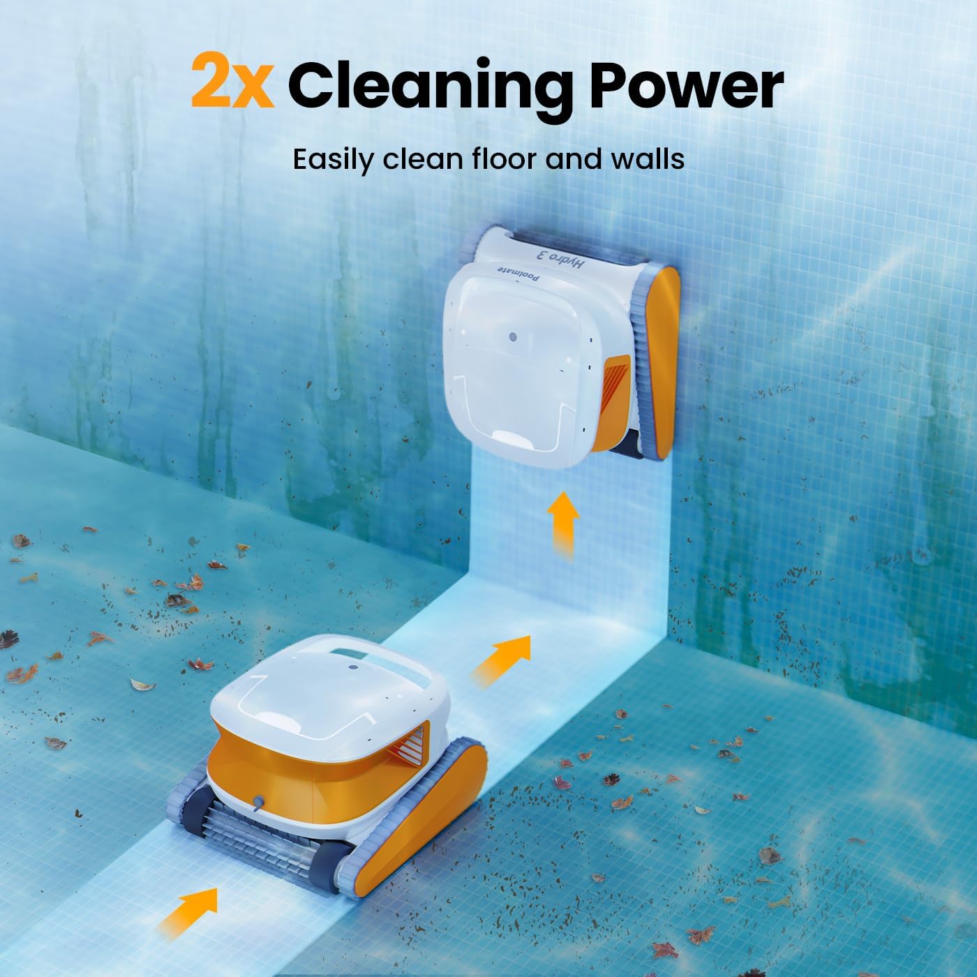Hydro 3 Cordless Robotic Pool Cleaner, 150W Pool Vacuum with Wall Climbing Function, 200mins Runtime, 2 Brushless Motor Hydro 3 Cordless Robotic Pool Cleaner, 150W Pool Vacuum with Wall Climbing Function, 200mins Runtime, 2 Brushless Motor - Image 6