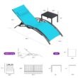 Purple Leaf Patio Chaise Lounge Set of 3 Outdoor Lounge Chair Beach Pool Sunbathing Lawn Lounger Recliner Chiar, Turquoise Blue