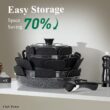 Chef Power Ceramic Nonstick Cookware Set 19 Piece with Detachable Handle, Rock Stone Black