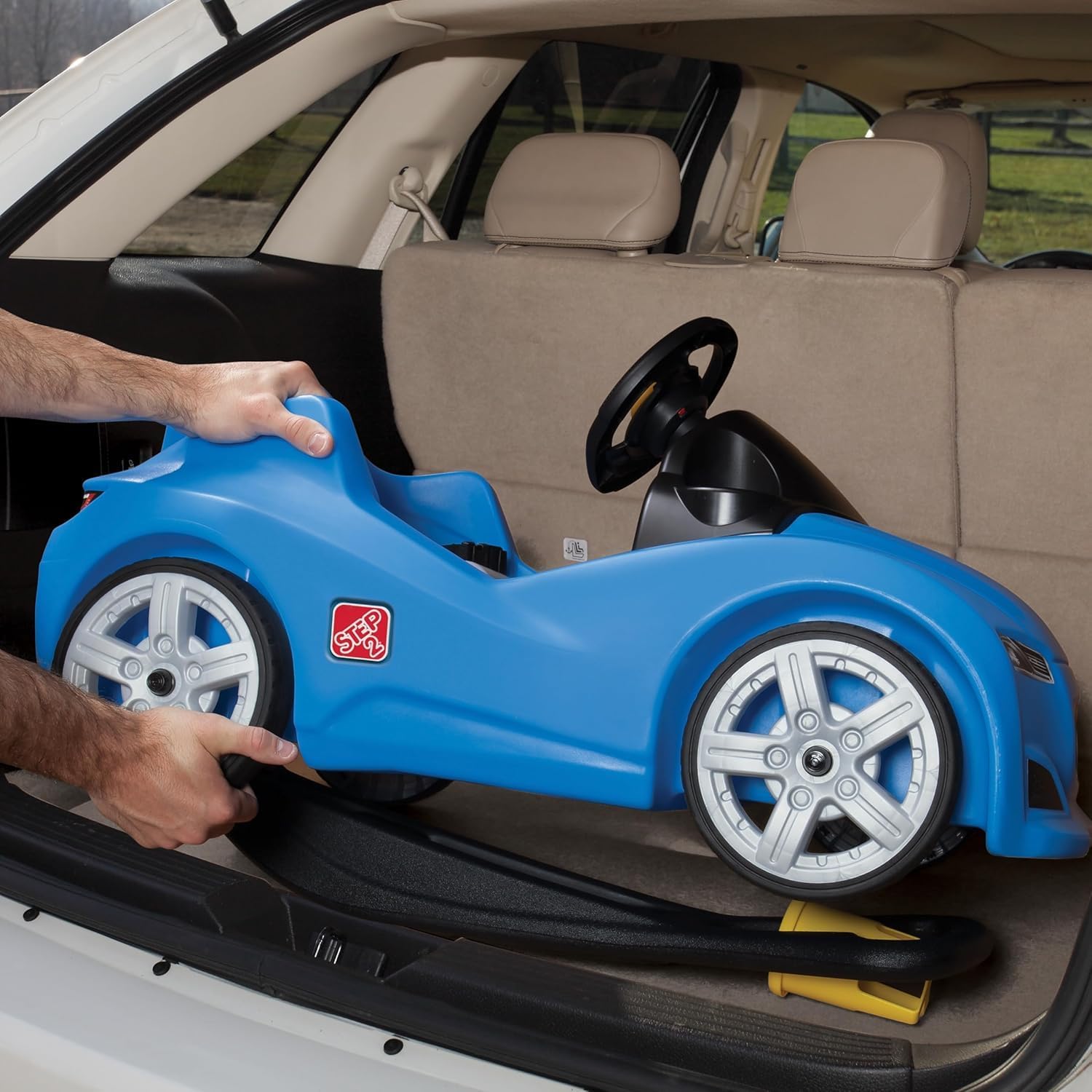 Step2 Whisper Ride Cruiser Kids Push Car, Ride On Toy, Stroller Substitute, Includes Seat Belt & Horn, Made of Durable Plastic, Blue Step2 Whisper Ride Cruiser Kids Push Car, Ride On Toy, Stroller Substitute, Includes Seat Belt & Horn, Made of Durable Plastic, Blue - Image 5