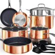 Deluxe DUXANO 14PC Healthy Pots and Pan With 9H Anti-scratch Coating, 2-Layer Non-Stick Ceramic&PFAS Free, Dishwasher Safe
