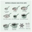 T-fal Refresh Ceramic, Ceramic Non Stick Cookware Set 20 Piece, Oven Broiler Safe 350F, Kitchen Set w/Egg Pan, Mint Green