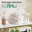 Chef Power Ceramic Cookware Set Non Toxic with Detachable Handles, Healthy Nonstick Pans and Pots Set 19 Pcs, Cream White