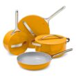 Caraway Nonstick Ceramic Cookware Set (12 Piece) Pots, Pans, Lids and Kitchen Storage - Marigold