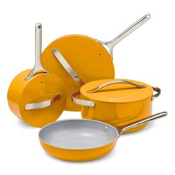 Caraway Nonstick Ceramic Cookware Set (12 Piece) Pots, Pans, Lids and Kitchen Storage - Marigold