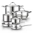 Cooks Standard Stainless Steel Kitchen Cookware Sets 10-Piece, Multi-Ply Full Clad Pots and Pans Cooking Set, Silver