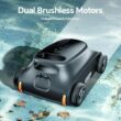 RERIOU Pool Vacuum 150 Mins Running Up to 2000 Sq.ft, Robotic Pool Cleaner, Cordless Robotic Pool Vacuum for Above Ground Pool
