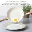 Martha Stewart Lockton Premium Nonstick PFA Free Ceramic Interior 10 Piece Cookware Set - Linen White w/Gold Handle