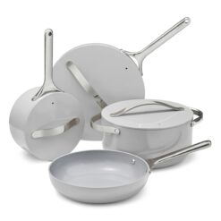Caraway Nonstick Ceramic Cookware Set (12 Piece) Pots, Pans, Lids and Kitchen Storage - Gray
