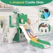 Suteck 7 in 1 Kids Slide, Toddler slide with Climber Outdoor Indoor Slide Playset, Green/Yellow
