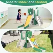 Suteck 7 in 1 Kids Slide, Toddler slide with Climber Outdoor Indoor Slide Playset, Green/Yellow
