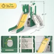 Suteck 7 in 1 Kids Slide, Toddler slide with Climber Outdoor Indoor Slide Playset, Green/Yellow