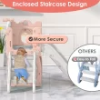 Suteck 7 in 1 Kids Slide, Toddler slide with Climber Outdoor Indoor Slide Playset, Pink/Gray