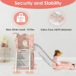 Suteck 7 in 1 Kids Slide, Toddler slide with Climber Outdoor Indoor Slide Playset, Pink/Gray