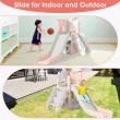 Suteck 7 in 1 Kids Slide, Toddler slide with Climber Outdoor Indoor Slide Playset, Pink/Gray