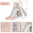 Suteck 7 in 1 Kids Slide, Toddler slide with Climber Outdoor Indoor Slide Playset, Pink/Gray