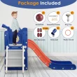 Suteck 7 in 1 Kids Slide, Toddler slide with Climber Outdoor Indoor Slide Playset, Blue/Orange
