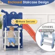 Suteck 7 in 1 Kids Slide, Toddler slide with Climber Outdoor Indoor Slide Playset, Blue/Orange