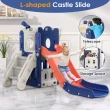 Suteck 7 in 1 Kids Slide, Toddler slide with Climber Outdoor Indoor Slide Playset, Blue/Orange