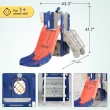 Suteck 7 in 1 Kids Slide, Toddler slide with Climber Outdoor Indoor Slide Playset, Blue/Orange