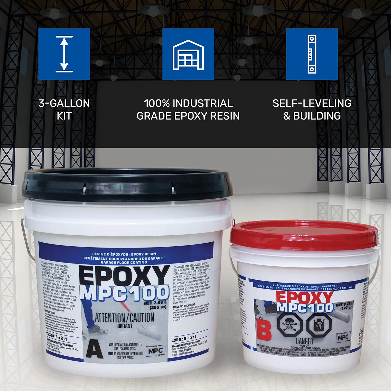 Master Protective Coatings MPC-100 Epoxy Resin Kit, 3-Gallon Clear & Pre-Tinted Resin, Light Grey, Floor Epoxy Kit Master Protective Coatings MPC-100 Epoxy Resin Kit, 3-Gallon Clear & Pre-Tinted Resin, Light Grey, Floor Epoxy Kit - Image 6