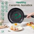 Chef Power Ceramic Nonstick Cookware Set 19 Piece with Detachable Handle, Rock Stone Black