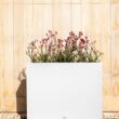 Veradek Block Series Span Plastic Planter - Tall Rectangular Planter for Indoor or Outdoor Patio/Porch, White, Medium - 2 Pack