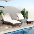 Pamapic Patio Chaise Lounge Set 3 Pieces with Adjustable Backrest and Removable Cushion