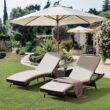 Pamapic Patio Chaise Lounge Set 3 Pieces with Adjustable Backrest and Removable Cushion