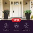 Keter Set of 2 Resin Modern Outdoor 22 Inch Tall Large Flower Pots, Tapered Wood Look Planters, Graphite
