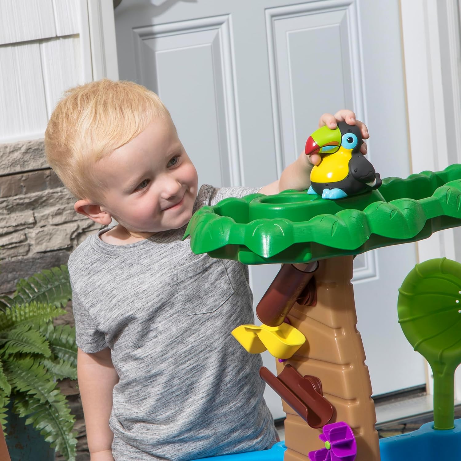 Step2 Tropical Rainforest Water Table, Kids Water and Sand Activity Sensory Playset, Summer Outdoor Toys, Blue & Brown Step2 Tropical Rainforest Water Table, Kids Water and Sand Activity Sensory Playset, Summer Outdoor Toys, Blue & Brown - Image 4
