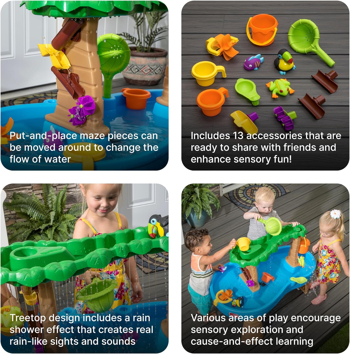 Step2 Tropical Rainforest Water Table, Kids Water and Sand Activity Sensory Playset, Summer Outdoor Toys, Blue & Brown Step2 Tropical Rainforest Water Table, Kids Water and Sand Activity Sensory Playset, Summer Outdoor Toys, Blue & Brown - Image 5
