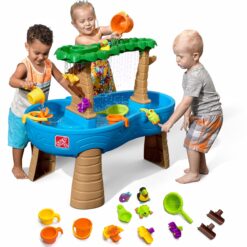 Step2 Tropical Rainforest Water Table, Kids Water and Sand Activity Sensory Playset, Summer Outdoor Toys, Blue & Brown