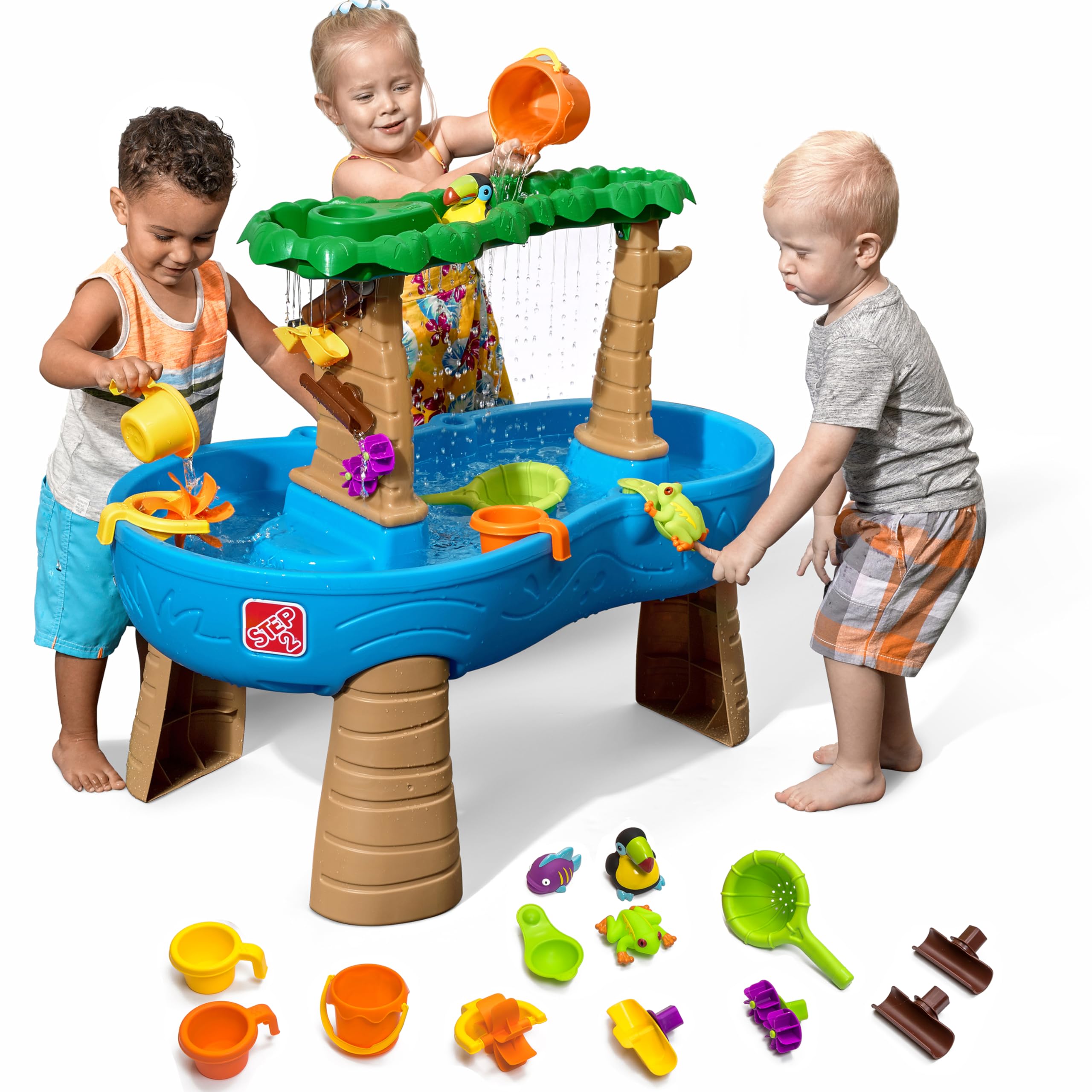 Step2 Tropical Rainforest Water Table, Kids Water and Sand Activity Sensory Playset, Summer Outdoor Toys, Blue & Brown Step2 Tropical Rainforest Water Table, Kids Water and Sand Activity Sensory Playset, Summer Outdoor Toys, Blue & Brown