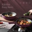 CAROTE 19pcs Pots and Pans Set, Nonstick Cookware Set Detachable Handle, Gold and Purple