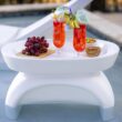 Step2 Vero Side Table with Serving Tray, Outdoor/Indoor Waterproof Patio Furniture, Use in Pools Up to 9" Water or Poolside Ledge, White