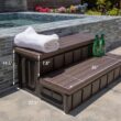 XtremepowerUS Universal 2 Slip-Resistant Spa & Hot Tub Step Outdoor Indoor Compartment Spa Step with Storage, Brown/Black
