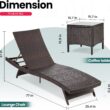 Pamapic Patio Chaise Lounge Set 3 Pieces with Adjustable Backrest and Removable Cushion