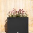 Veradek Block Series Span Plastic Planter - Tall Rectangular Planter for Indoor or Outdoor Patio/Porch, Black, Medium - 2 Pack