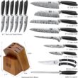 HOSHANHO 16-Piece Knife Set with Block, Ultra Sharp High Carbon Powder Steel Knife Block Set